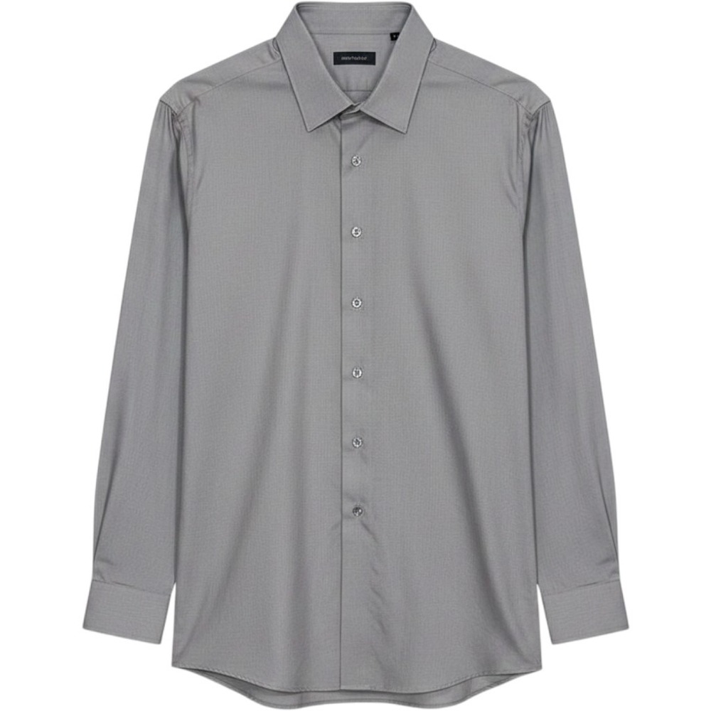 Jones New York Mens Grey Non-Iron Cotton Dobby Button Down Shirt 18 34-35 Reg